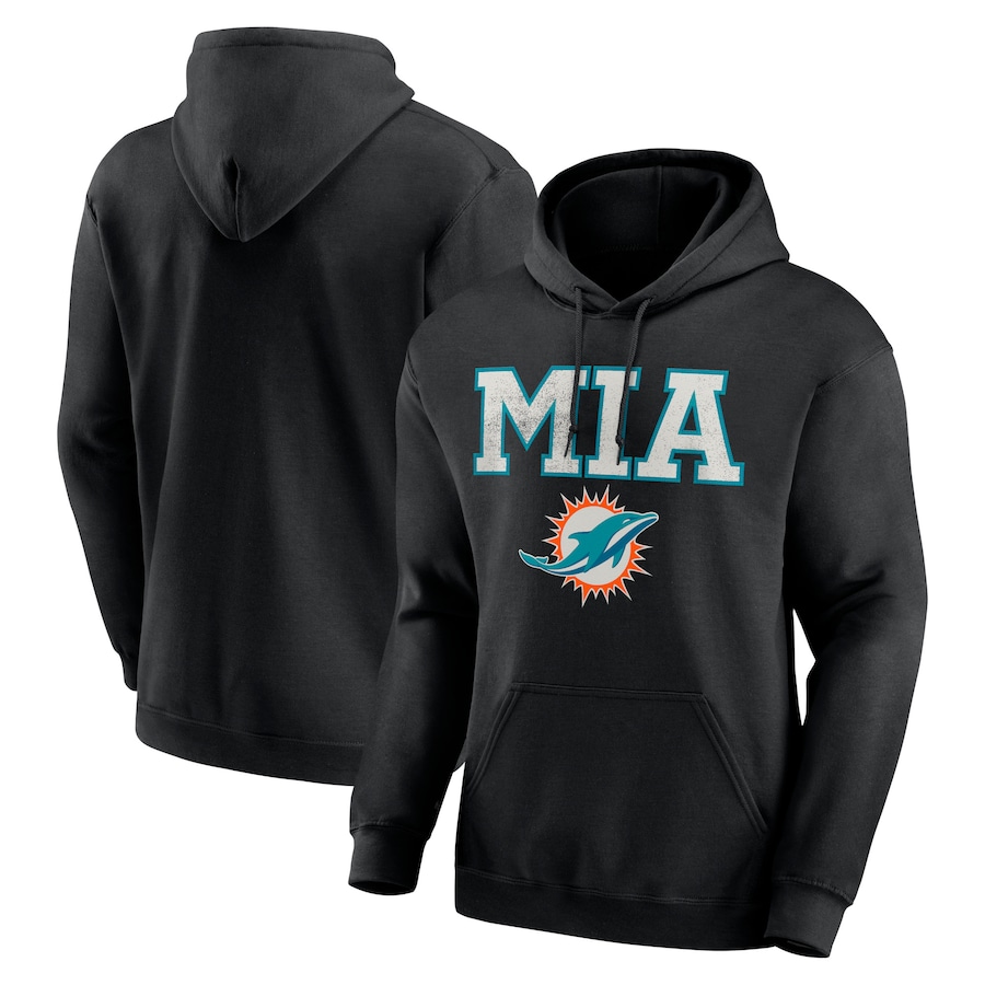 Miami Dolphins Black Scoreboard Pullover Hoodie - Man Miami Dolphins Black Scoreboard Pullover Hoodie - Man