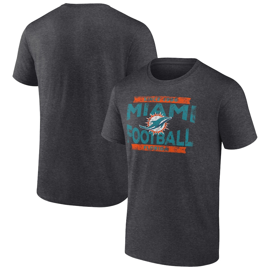 Miami Dolphins Charcoal Heroic Play T-Shirt - Man
