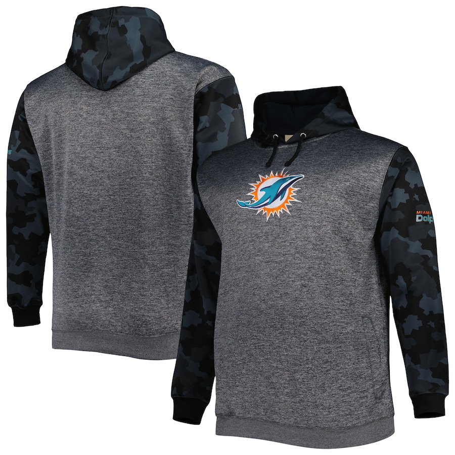 Miami Dolphins Heather Charcoal Camo Pullover Hoodie - Man