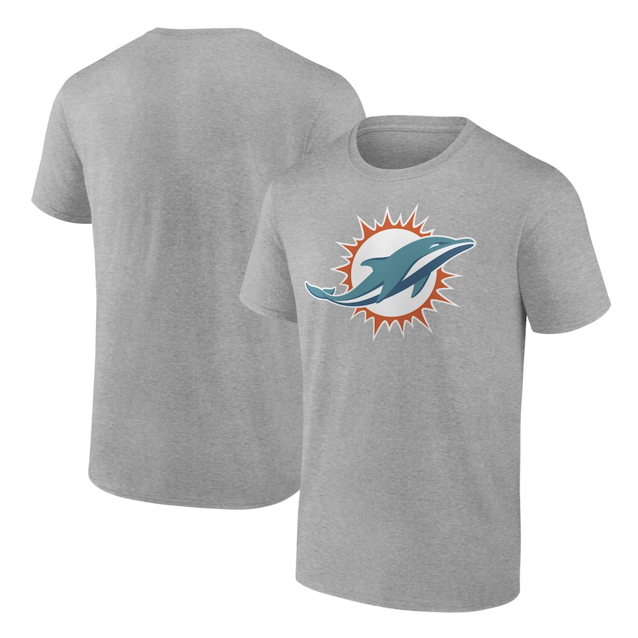 Miami Dolphins Heather Gray Team Logo T-Shirt - Man