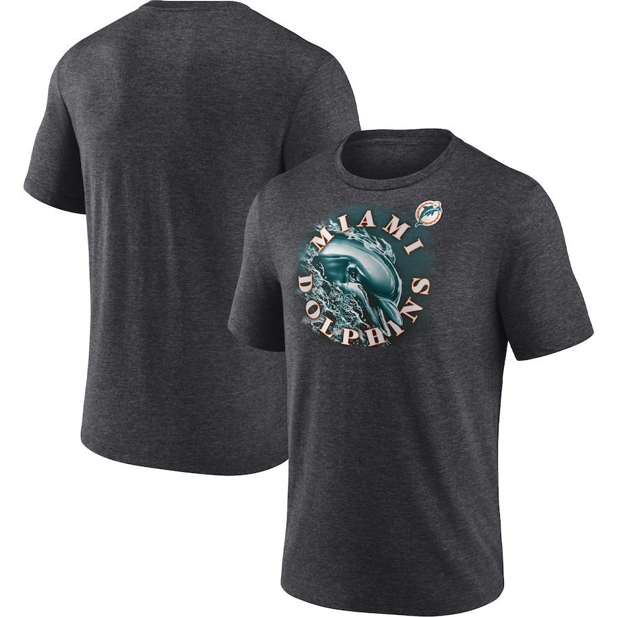 Miami Dolphins Heathered Charcoal Sporting Chance Tri-Blend T-Shirt - Man