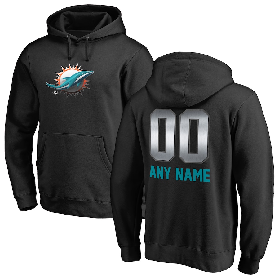 Miami Dolphins NFL Pro Line by Black Personalized Midnight Mascot Pullover Hoodie - Man Miami Dolphins NFL Pro Line by Black Personalized Midnight Mascot Pullover Hoodie - Man