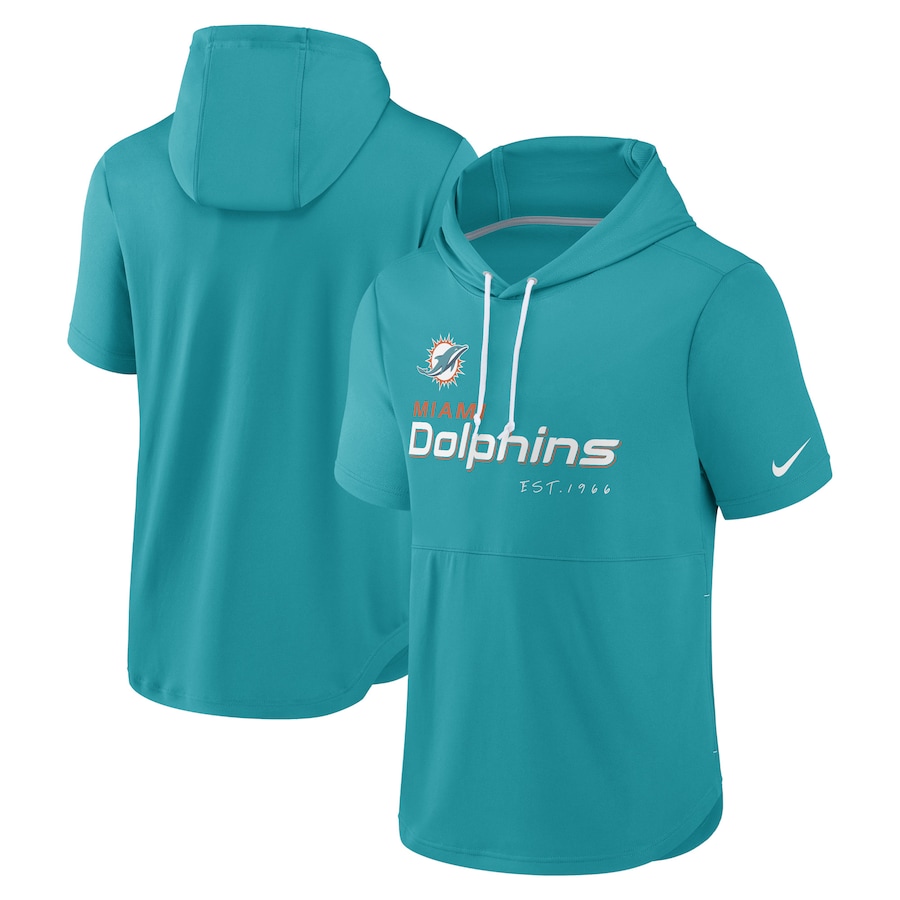 Miami Dolphins Football Aqua Short Sleeve Pullover Hoodie - Man Miami Dolphins Football Aqua Short Sleeve Pullover Hoodie - Man