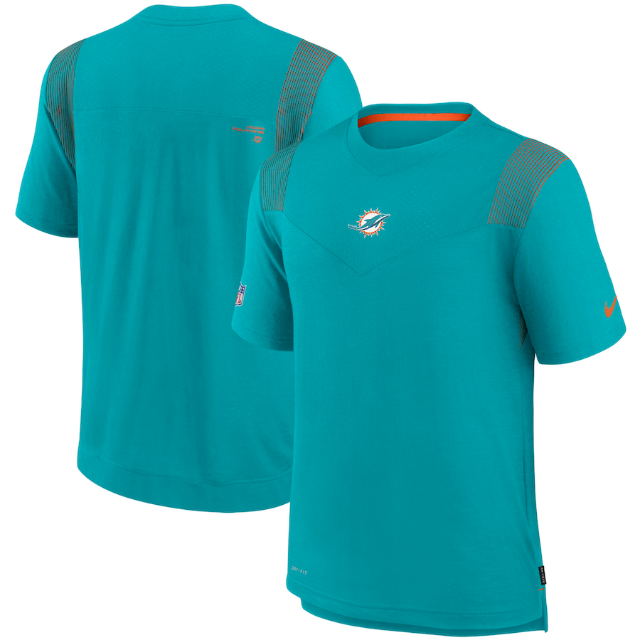 Miami Dolphins Football Aqua Sideline Player UV Performance T-Shirt - Man Miami Dolphins Football Aqua Sideline Player UV Performance T-Shirt - Man