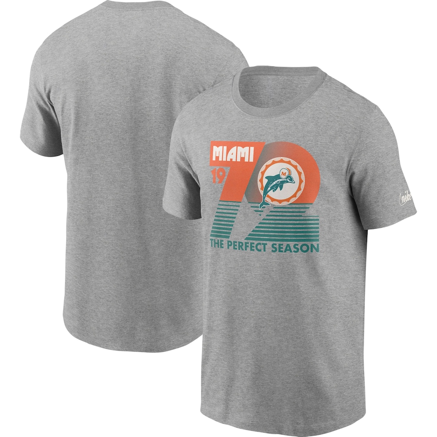 Miami Dolphins Football Heathered Gray Hometown Collection 1972 T-Shirt - Man Miami Dolphins Football Heathered Gray Hometown Collection 1972 T-Shirt - Man