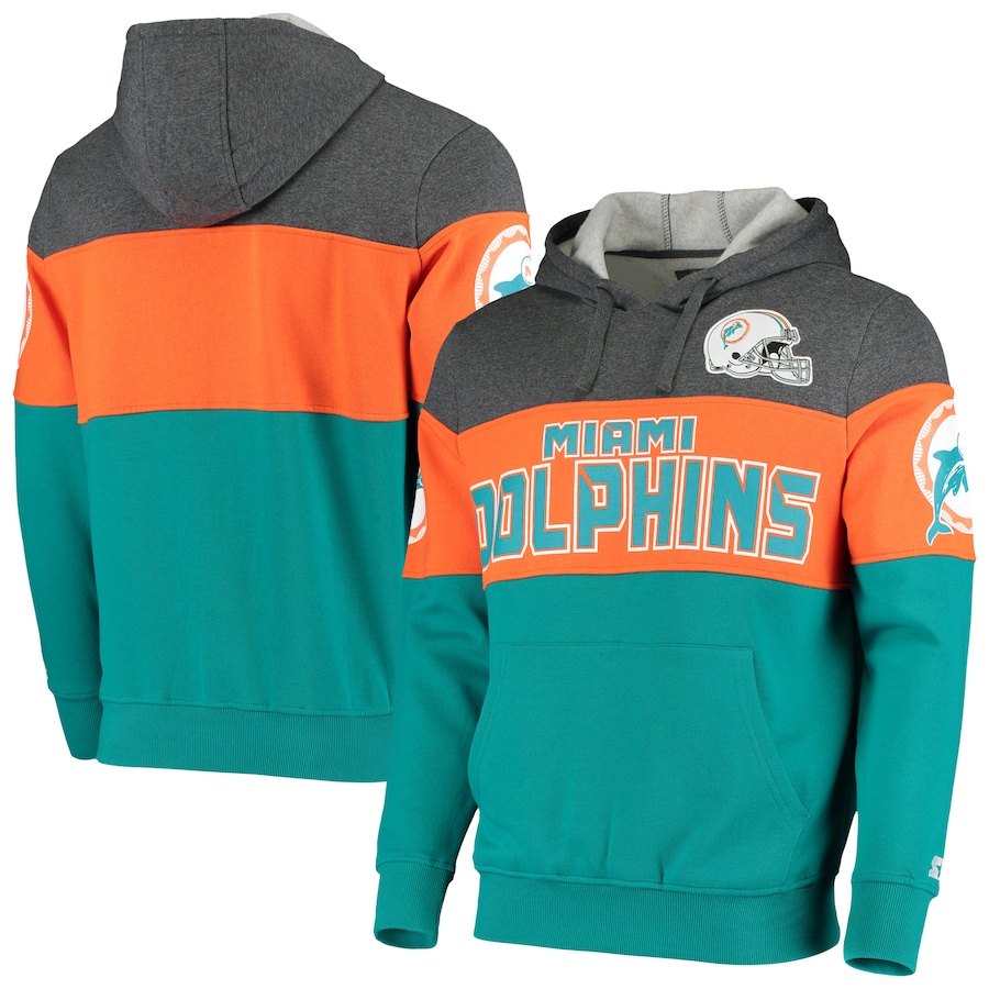 Miami Dolphins Starter Gray/Orange Extreme Fireballer Throwback Pullover Hoodie - Man