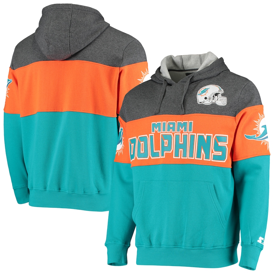 Miami Dolphins Starter Heathered Gray/Orange Extreme Fireballer Pullover Hoodie - Man