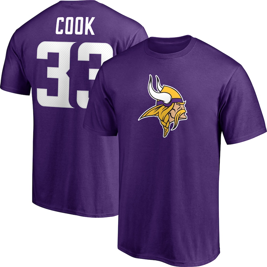 Minnesota Vikings Dalvin Cook Purple Player Icon Name & Number T-Shirt - Man