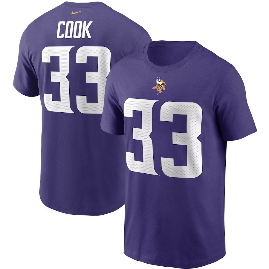 Minnesota Vikings Dalvin Cook Football Purple Name & Number T-Shirt - Man