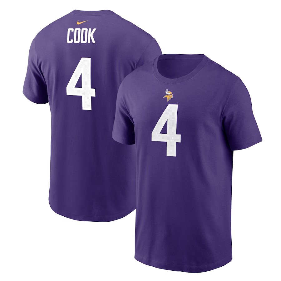 Minnesota Vikings Dalvin Cook Football Purple Player Name & Number T-Shirt - Man