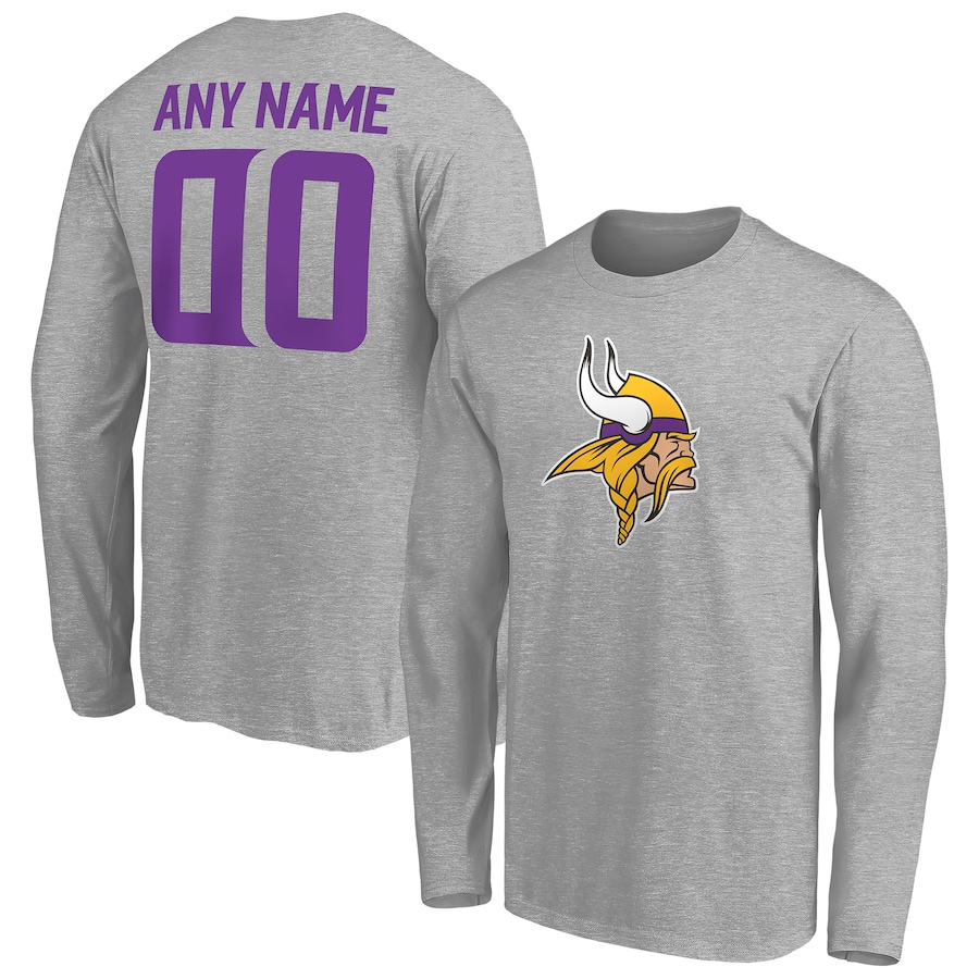 Minnesota Vikings Gray Team Authentic Custom Long Sleeve T-Shirt - Man Minnesota Vikings Gray Team Authentic Custom Long Sleeve T-Shirt - Man