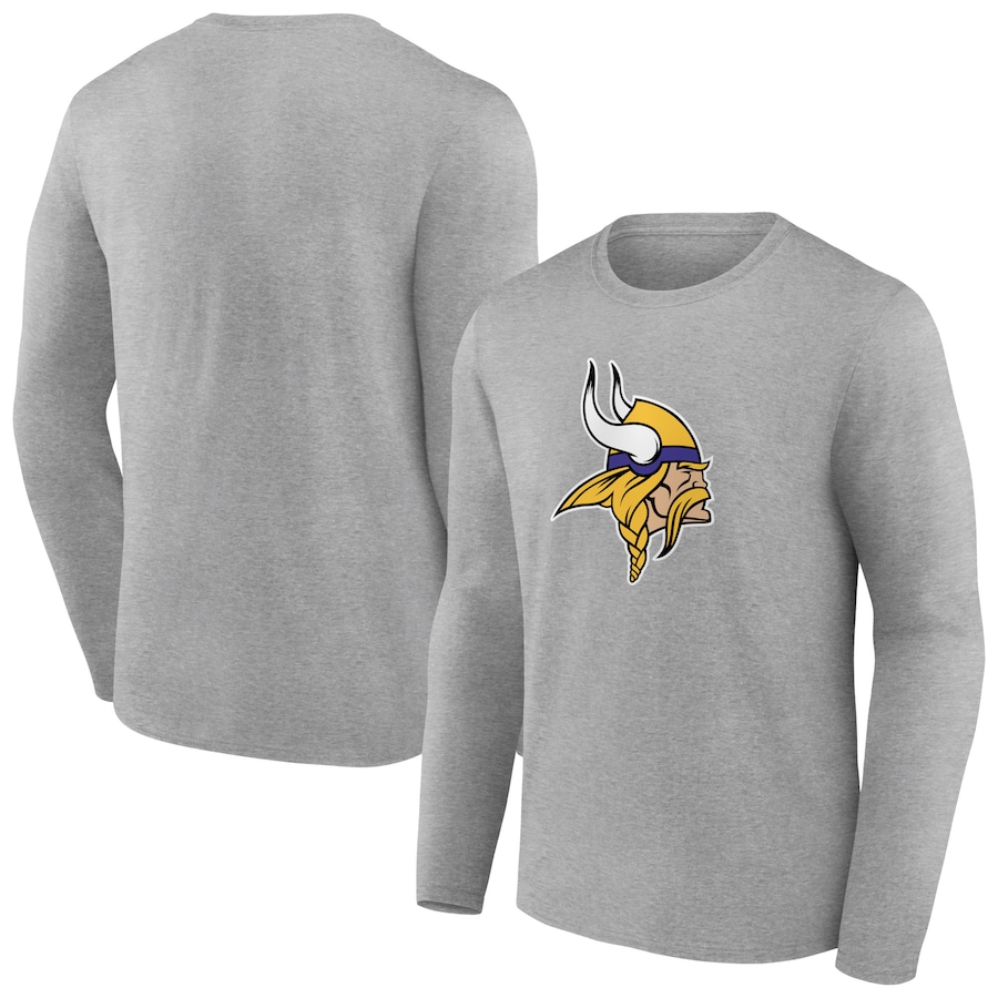 Minnesota Vikings Heather Gray Primary Team Logo Long Sleeve T-Shirt - Man Minnesota Vikings Heather Gray Primary Team Logo Long Sleeve T-Shirt - Man