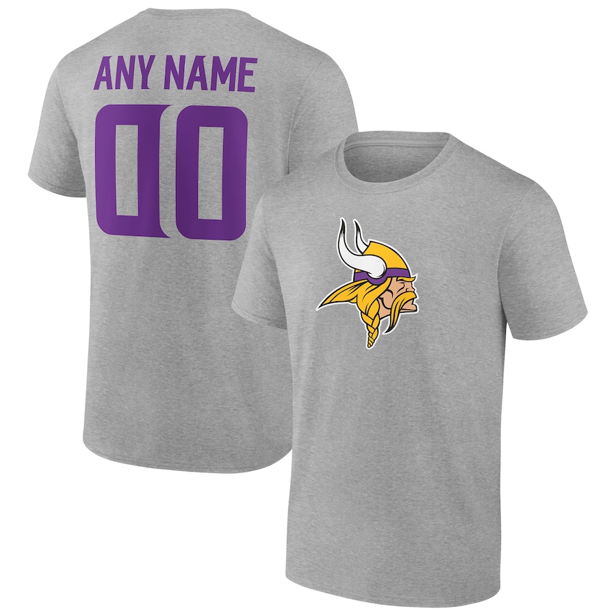 Minnesota Vikings Heathered Gray Team Authentic Custom T-Shirt - Man Minnesota Vikings Heathered Gray Team Authentic Custom T-Shirt - Man