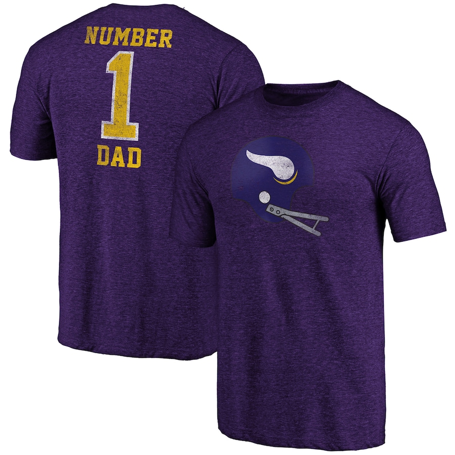 Minnesota Vikings Heathered Purple Greatest Dad Retro Tri-Blend T-Shirt - Man
