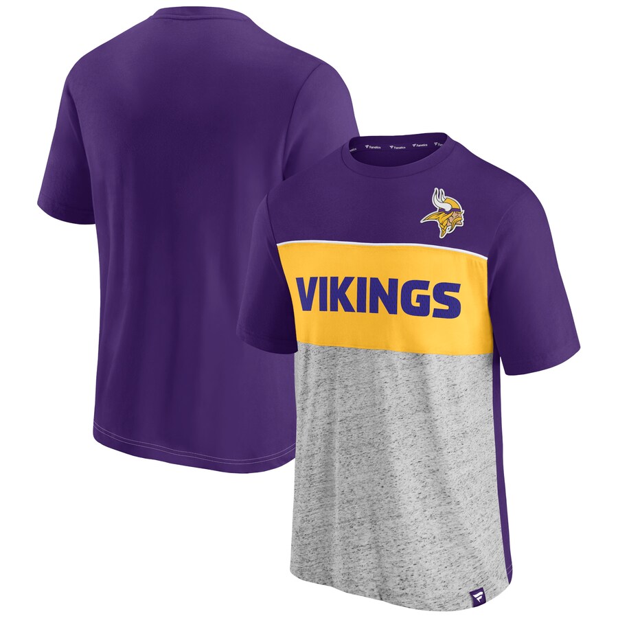 Minnesota Vikings Purple/Heathered Gray Colorblock T-Shirt - Man Minnesota Vikings Purple/Heathered Gray Colorblock T-Shirt - Man