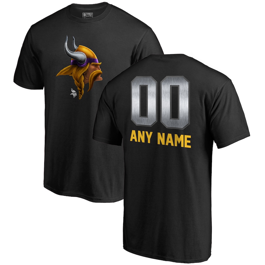 Minnesota Vikings NFL Pro Line by Black Personalized Midnight Mascot T-Shirt - Man Minnesota Vikings NFL Pro Line by Black Personalized Midnight Mascot T-Shirt - Man