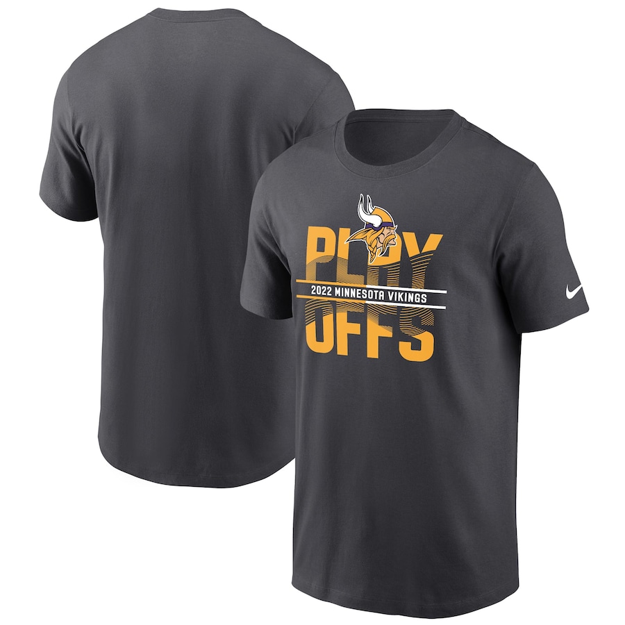 Minnesota Vikings Football Anthracite 2022 NFL Playoffs Iconic T-Shirt - Man