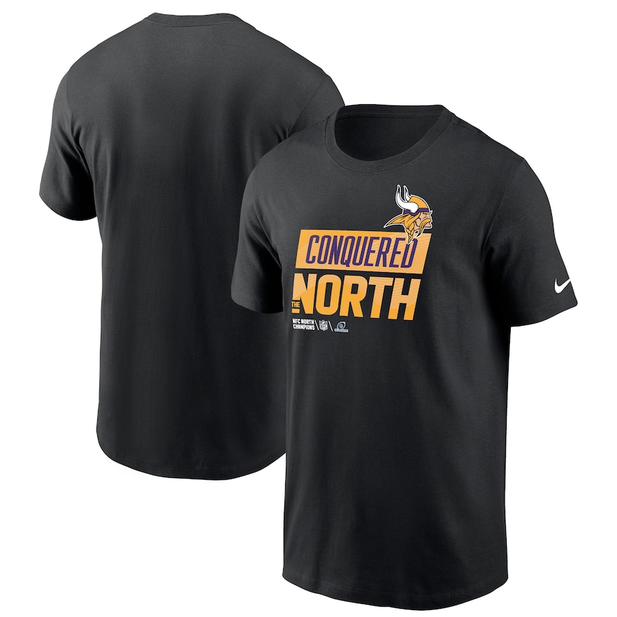 Minnesota Vikings Football Black 2022 NFC North Division Champions Locker Room Trophy Collection T-Shirt - Man