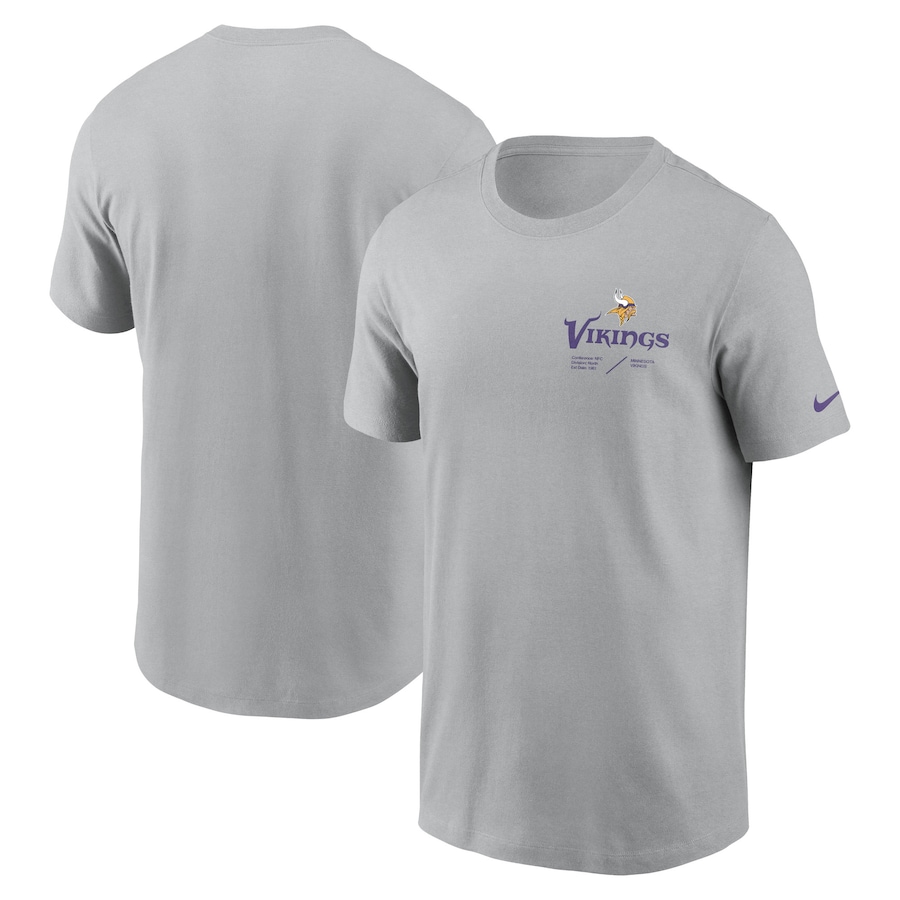 Minnesota Vikings Football Gray Sideline Infograph Lockup Performance T-Shirt - Man