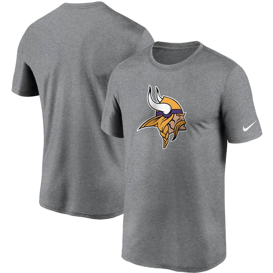 Minnesota Vikings Football Heathered Charcoal Logo Essential Legend Performance T-Shirt - Man
