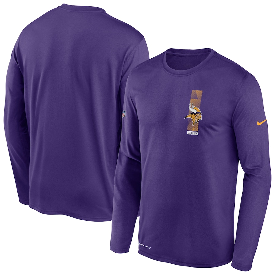 Minnesota Vikings Football Purple Sideline Playbook Travel Legend Performance Long Sleeve T-Shirt - Man