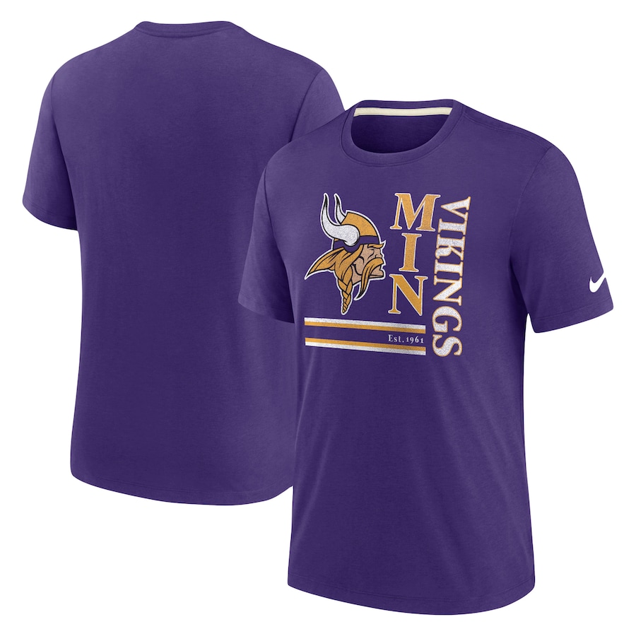 Minnesota Vikings Football Purple Wordmark Logo Tri-Blend T-Shirt - Man Minnesota Vikings Football Purple Wordmark Logo Tri-Blend T-Shirt - Man