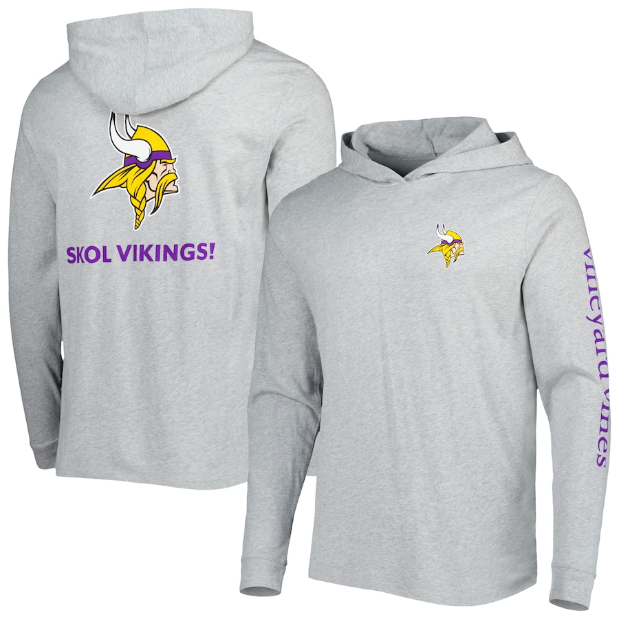 Minnesota Vikings Vineyard Vines Heathered Gray Local Long Sleeve Hoodie T-Shirt - Man Minnesota Vikings Vineyard Vines Heathered Gray Local Long Sleeve Hoodie T-Shirt - Man
