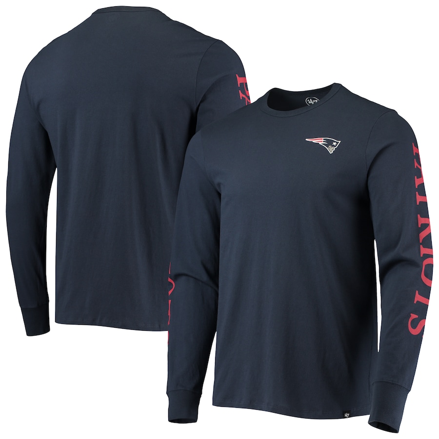 New England Patriots '47 Navy Franklin Long Sleeve T-Shirt - Man
