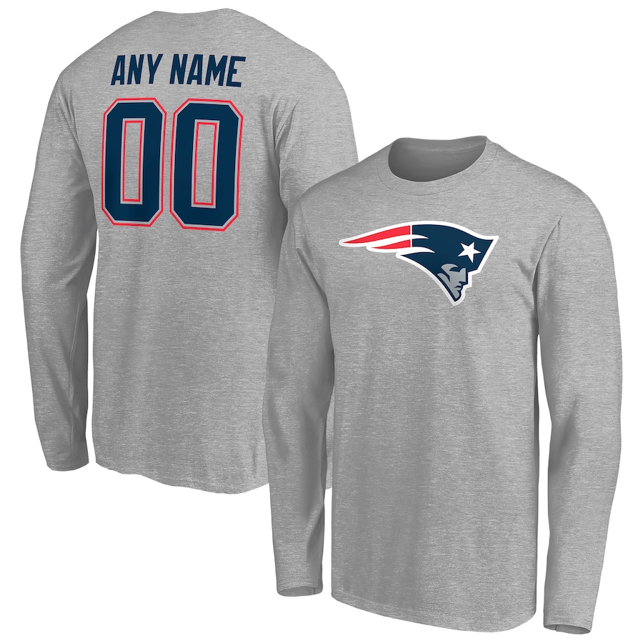 New England Patriots Gray Team Authentic Custom Long Sleeve T-Shirt - Man New England Patriots Gray Team Authentic Custom Long Sleeve T-Shirt - Man