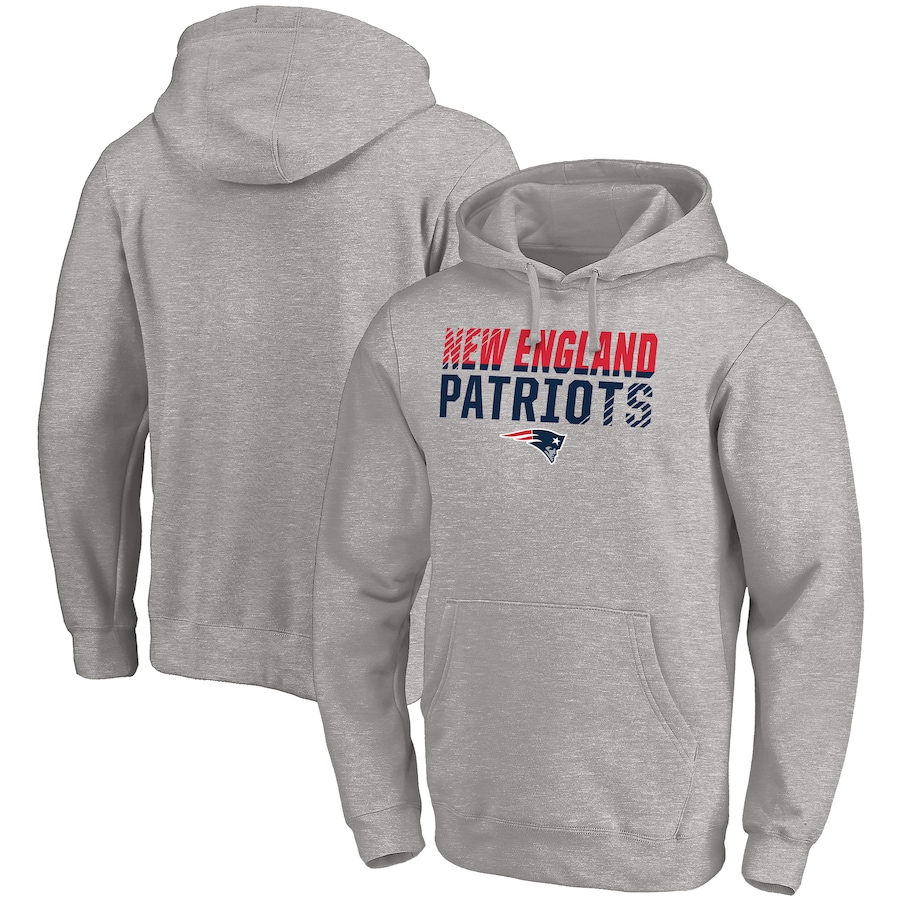 New England Patriots Heather Gray Fade Out Fitted Pullover Hoodie - Man New England Patriots Heather Gray Fade Out Fitted Pullover Hoodie - Man
