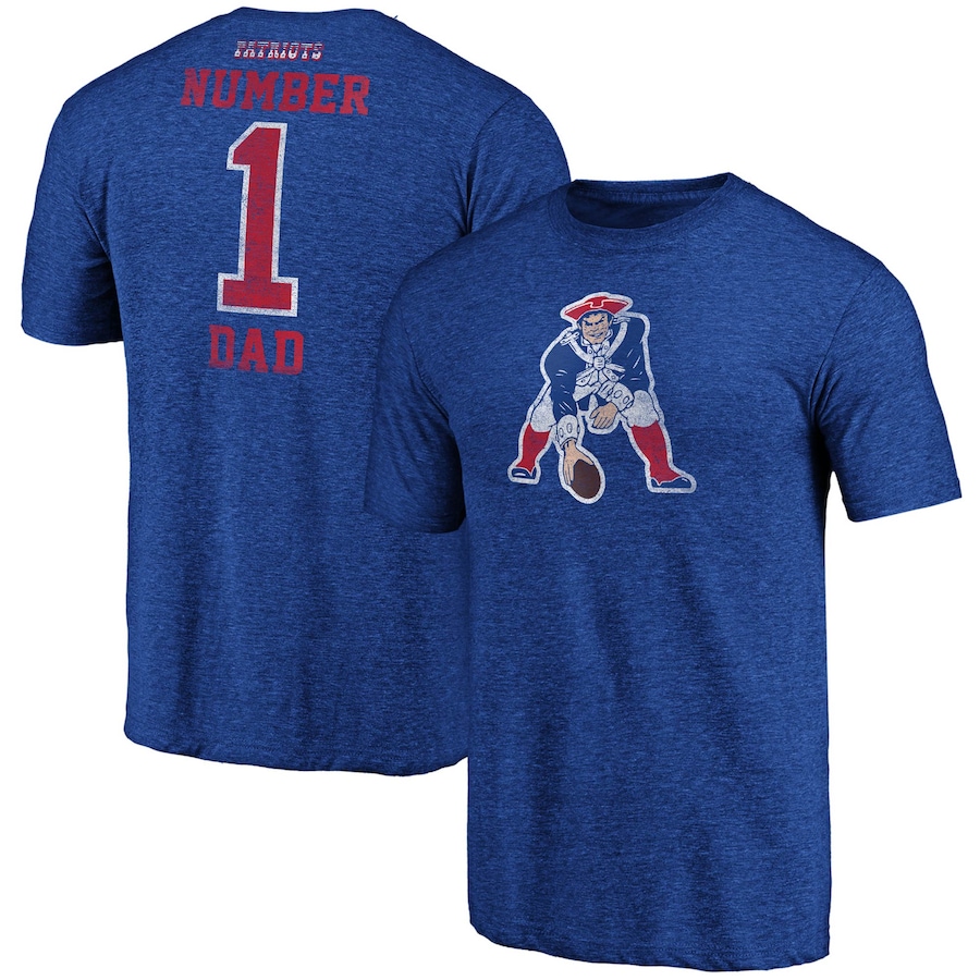 New England Patriots Heathered Royal Greatest Dad Retro Tri-Blend T-Shirt - Man New England Patriots Heathered Royal Greatest Dad Retro Tri-Blend T-Shirt - Man