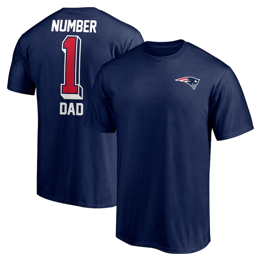 New England Patriots Navy #1 Dad Logo T-Shirt - Man New England Patriots Navy #1 Dad Logo T-Shirt - Man