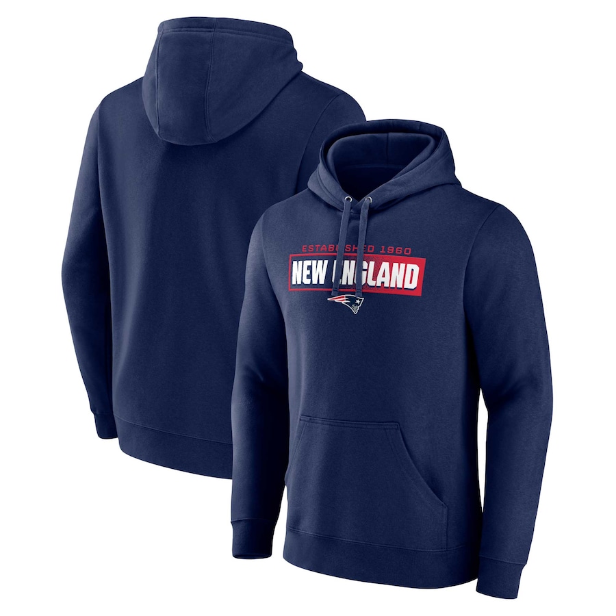 New England Patriots Navy Down The Field Pullover Hoodie - Man New England Patriots Navy Down The Field Pullover Hoodie - Man