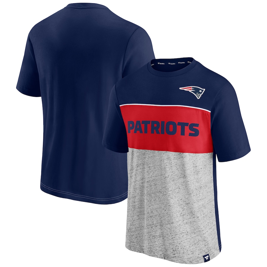 New England Patriots Navy/Heathered Gray Colorblock T-Shirt - Man