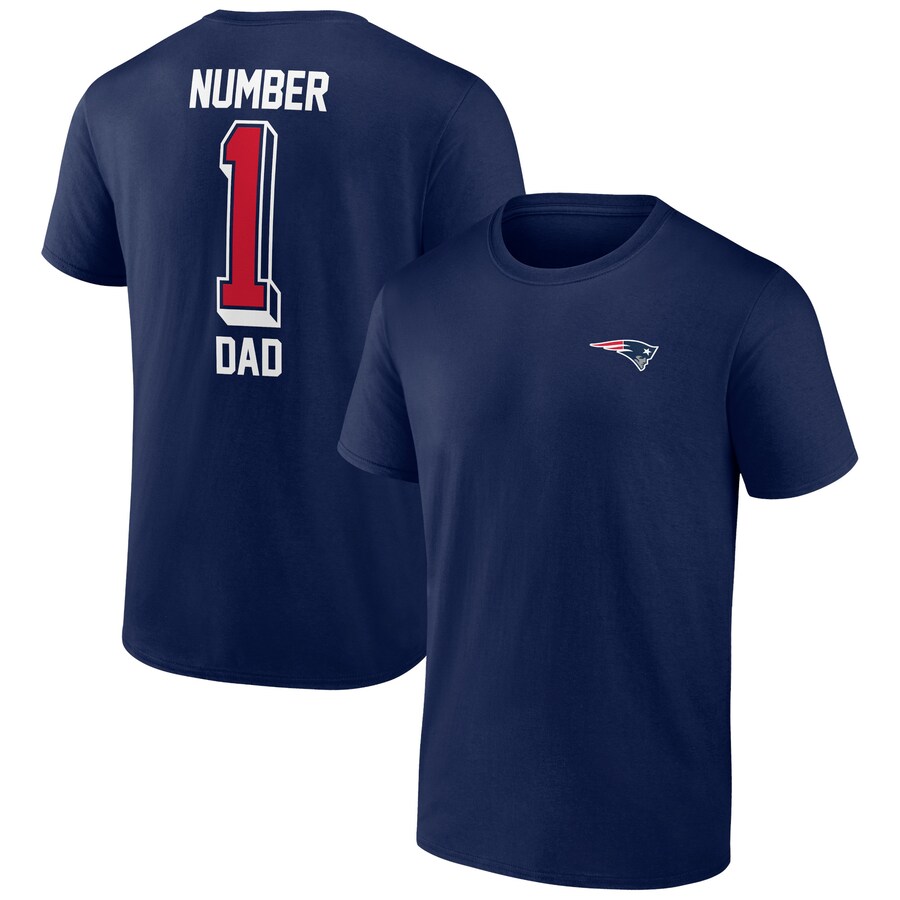 New England Patriots Navy Number One Dad T-Shirt - Man New England Patriots Navy Number One Dad T-Shirt - Man