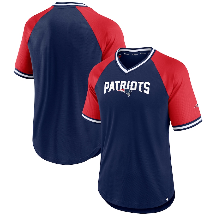 New England Patriots Navy/Red Second Wind Raglan V-Neck T-Shirt - Man New England Patriots Navy/Red Second Wind Raglan V-Neck T-Shirt - Man