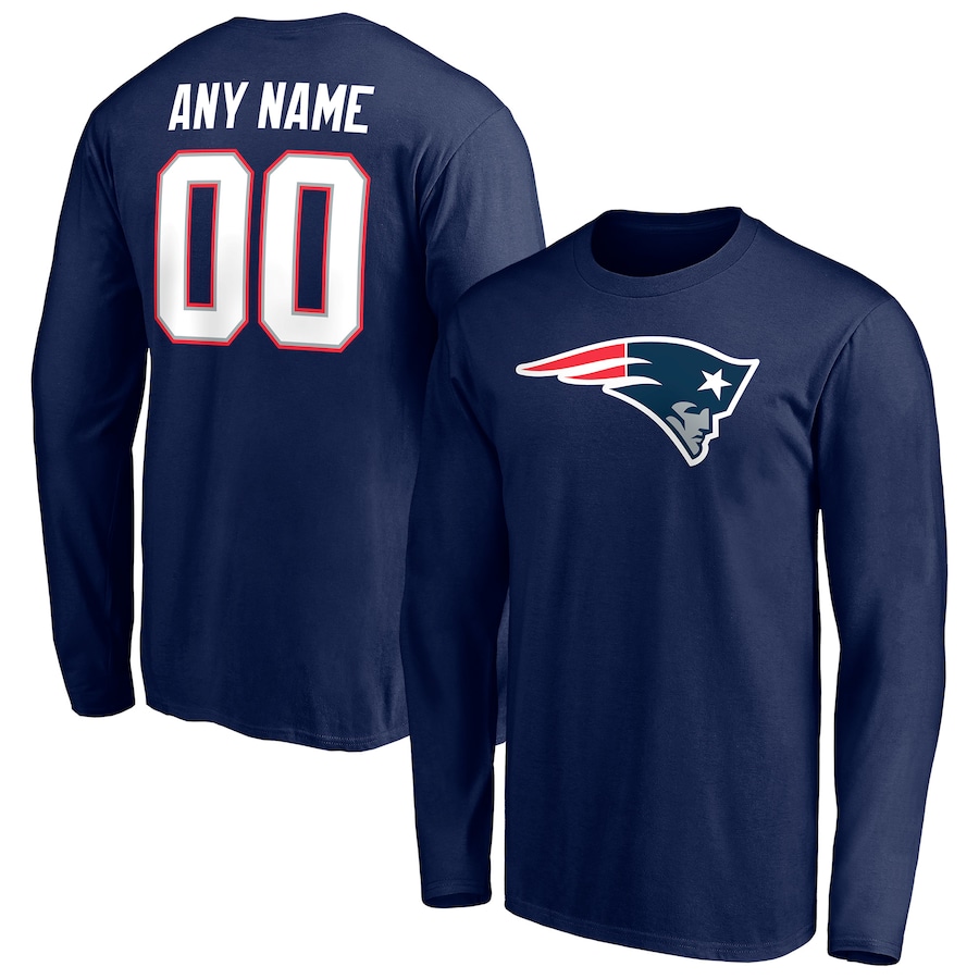 New England Patriots Navy Team Authentic Personalized Name & Number Long Sleeve T-Shirt - Man New England Patriots Navy Team Authentic Personalized Name & Number Long Sleeve T-Shirt - Man