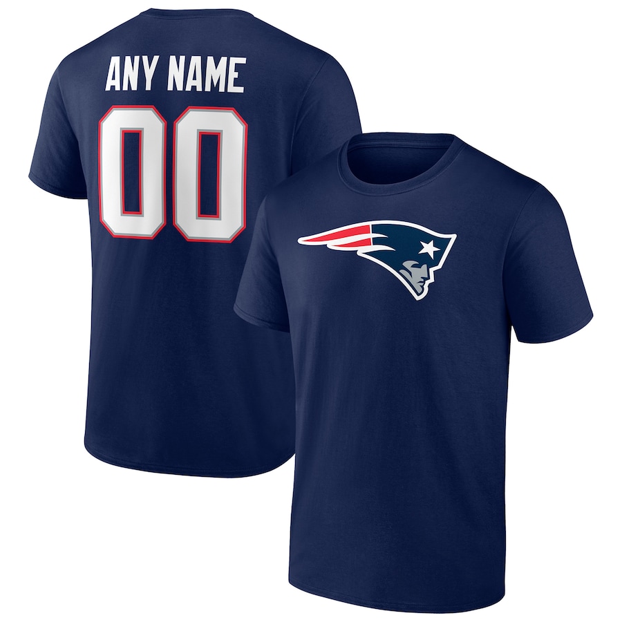 New England Patriots Navy Team Authentic Personalized Name & Number T-Shirt - Man New England Patriots Navy Team Authentic Personalized Name & Number T-Shirt - Man