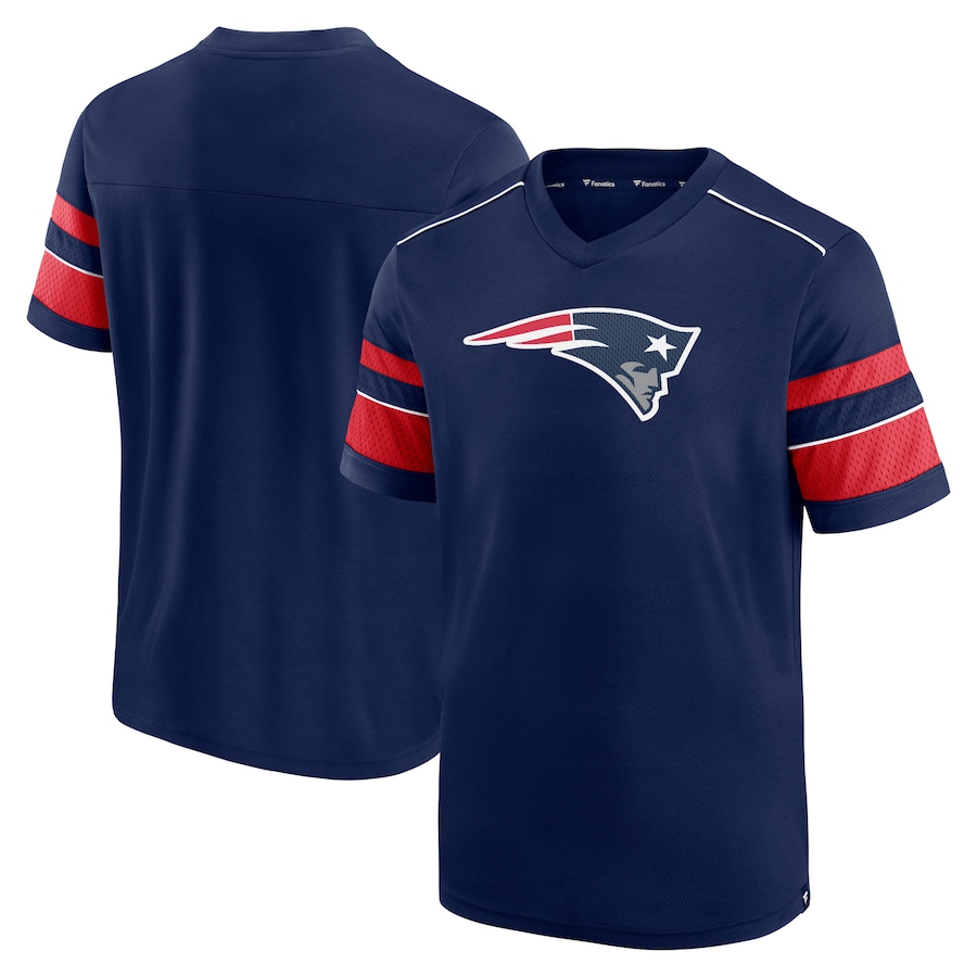 New England Patriots Navy Textured Hashmark V-Neck T-Shirt - Man New England Patriots Navy Textured Hashmark V-Neck T-Shirt - Man
