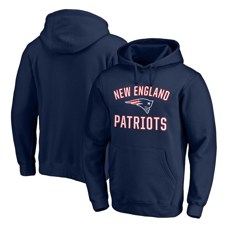 New England Patriots Navy Victory Arch Team Fitted Pullover Hoodie - Man New England Patriots Navy Victory Arch Team Fitted Pullover Hoodie - Man