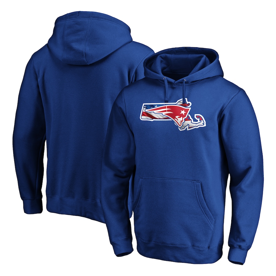 New England Patriots Royal Banner State Pullover Hoodie - Man New England Patriots Royal Banner State Pullover Hoodie - Man