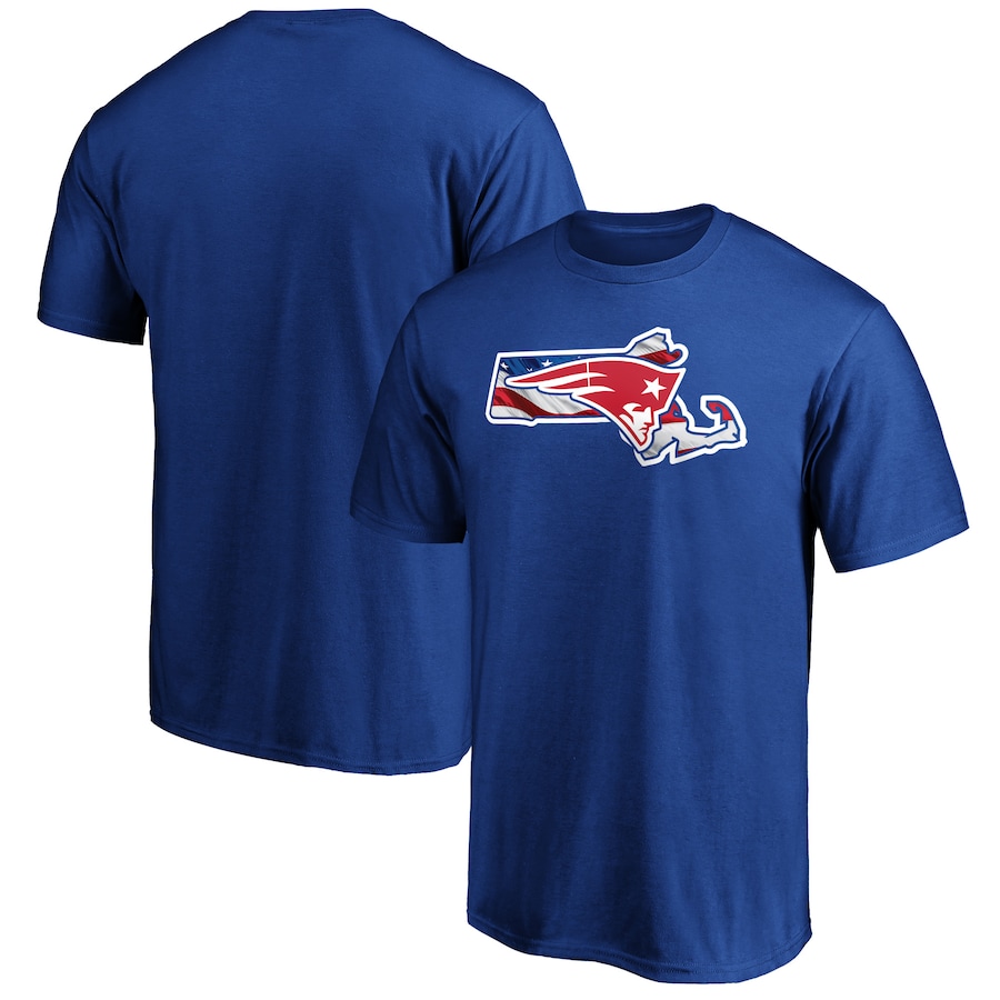 New England Patriots Royal Banner State T-Shirt - Man New England Patriots Royal Banner State T-Shirt - Man