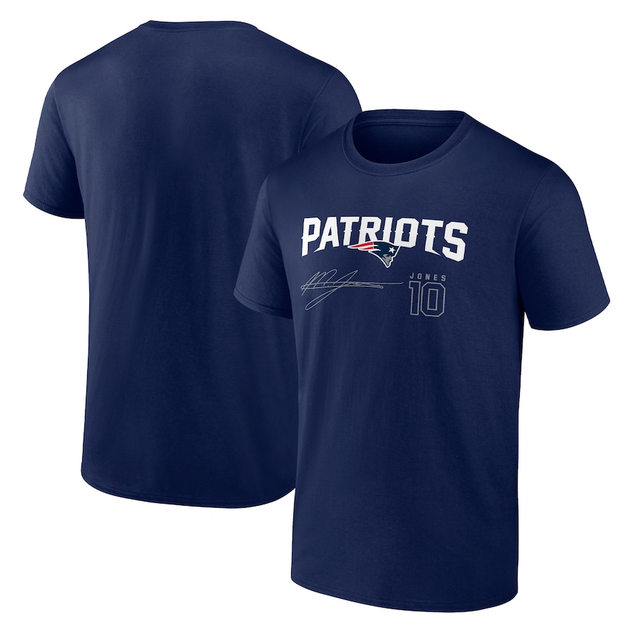 New England Patriots Mac Jones Navy Name & Number Team T-Shirt - Man New England Patriots Mac Jones Navy Name & Number Team T-Shirt - Man