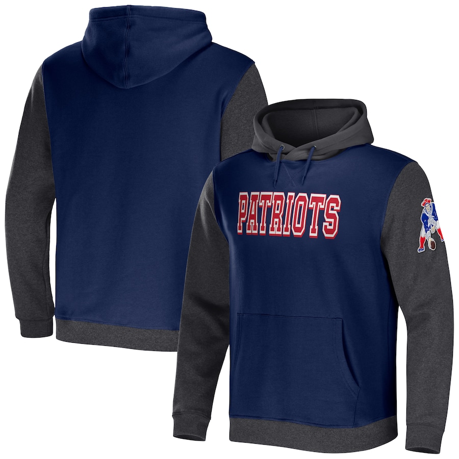 New England Patriots NFL x Darius Rucker Collection by USASportsStoreNavy/Charcoal Colorblock Pullover Hoodie - Man
