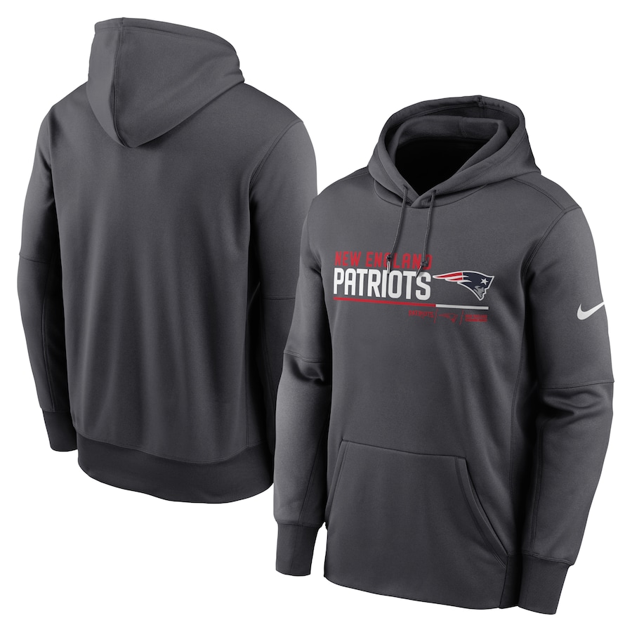 New England Patriots Football Anthracite Prime Logo Name Split Pullover Hoodie - Man New England Patriots Football Anthracite Prime Logo Name Split Pullover Hoodie - Man