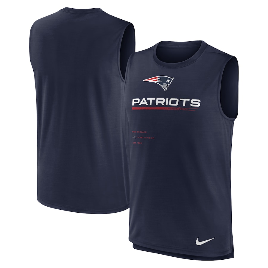 New England Patriots Football Navy Muscle Trainer Tank Top - Man