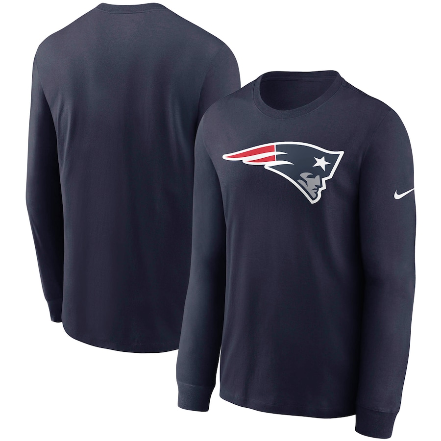 New England Patriots Football Navy Primary Logo Long Sleeve T-Shirt - Man
