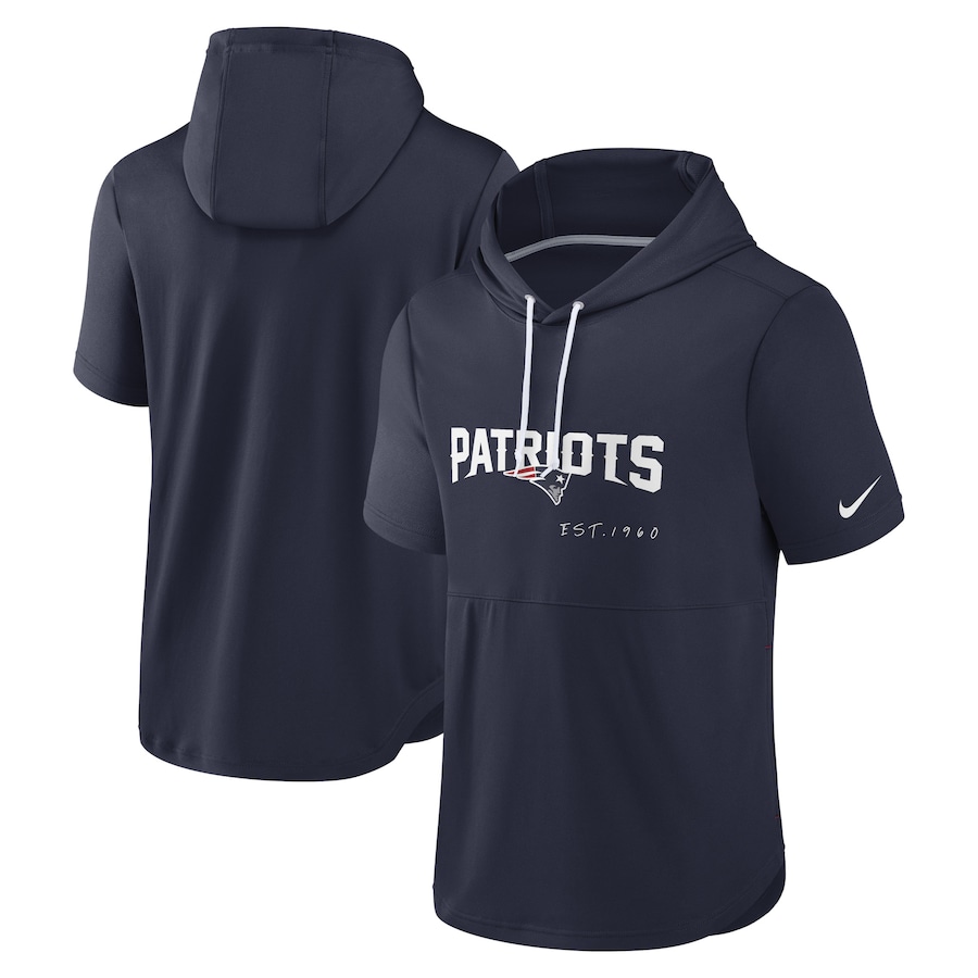 New England Patriots Football Navy Short Sleeve Pullover Hoodie - Man