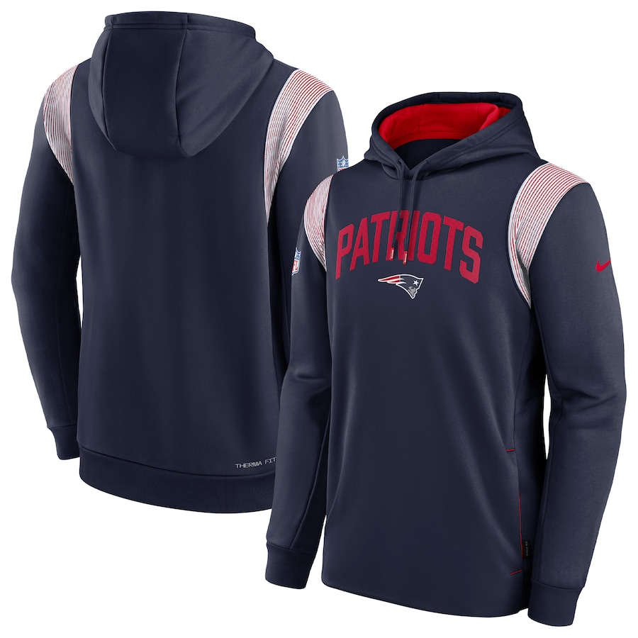 New England Patriots Football Navy Sideline Athletic Stack Performance Pullover Hoodie - Man New England Patriots Football Navy Sideline Athletic Stack Performance Pullover Hoodie - Man