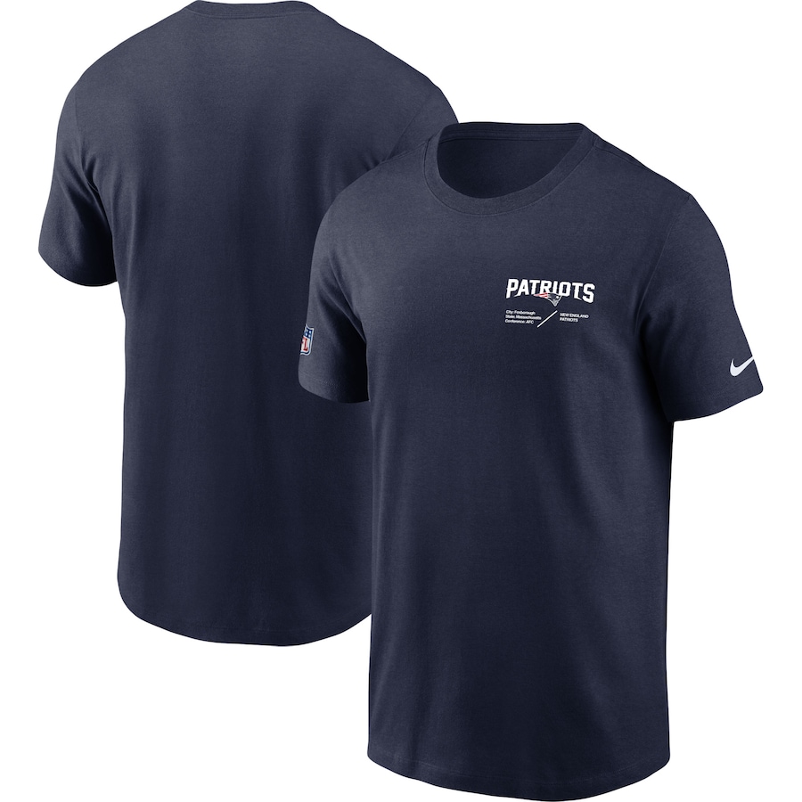 New England Patriots Football Navy Sideline Infograph Lockup Performance T-Shirt - Man New England Patriots Football Navy Sideline Infograph Lockup Performance T-Shirt - Man